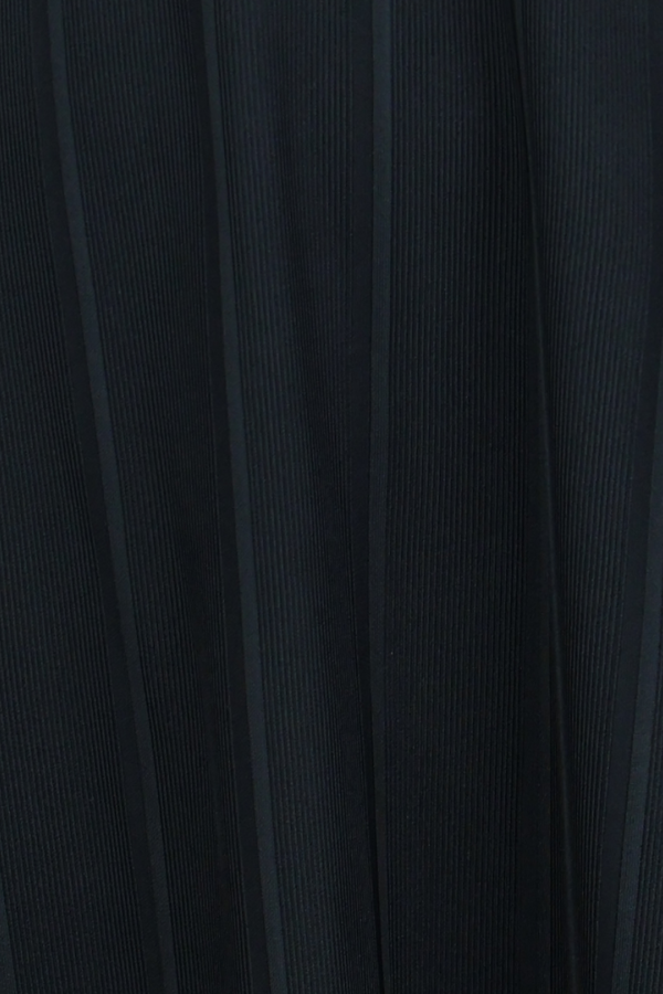 Vestido Textura Rayas Verticales Color Negro Manga Corta Para Mujer